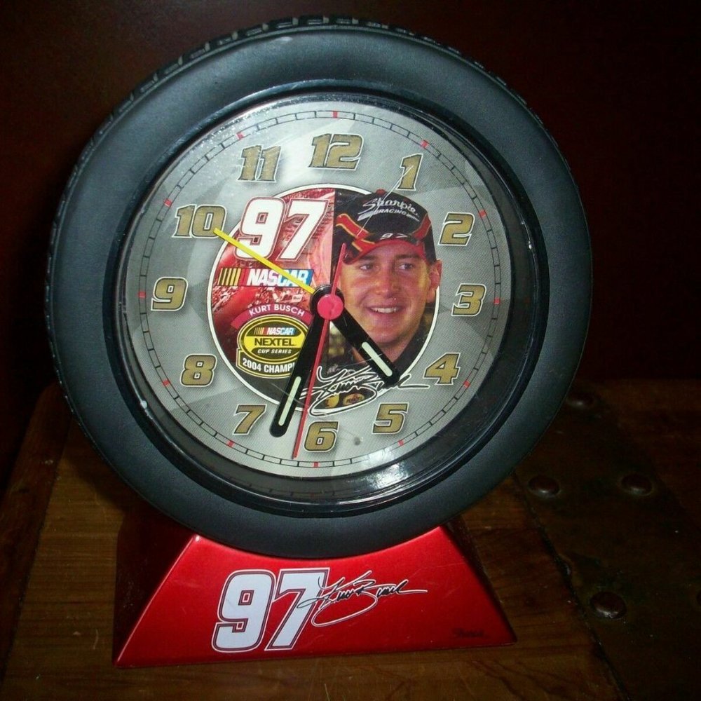 NASCAR Alarm Clock Kurt Busch & Diecast Car Racing Champions JEFF BURTON #99 2pc